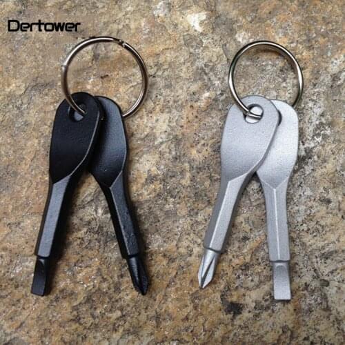 Portable one-word cross combination tool screwdriver key ring outdoor portable multi-functional emergency tool key ring