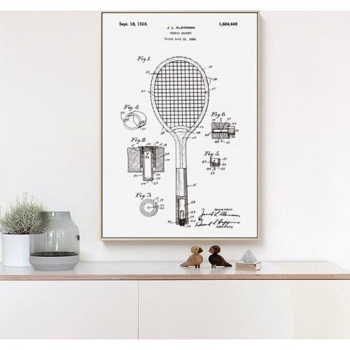 Modern Abstract Tennis Racket Mechanical Structure Canvas Painting Posters And Prints Art Picture Living Room Bedroom Home Decor