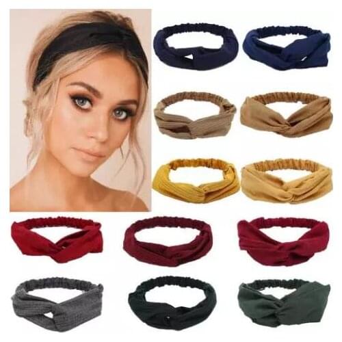 Women Suede Headband Bohemian Vintage Cross Knot Elastic Hairband Girls Hair Accessories Hair Band Floral Solid Knotted Headwear