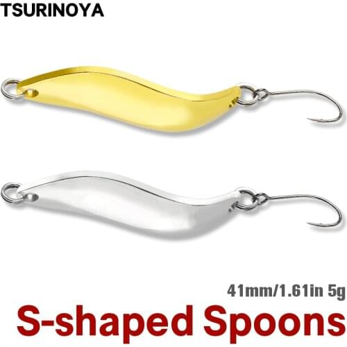 TSURINOYA 5g Metal Spoon Fishing Lure Single Hook Artificial Hard Bait DANCER 41mm Trout S-shaped Spinner Sequins Fishing Tackle