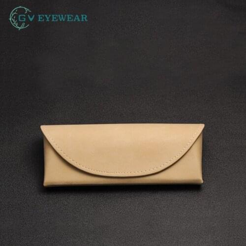 Handmade pure color simple sheepskin frosted anti-compressive lightweight myopia glasses case wear-resistant, dirt-resistant