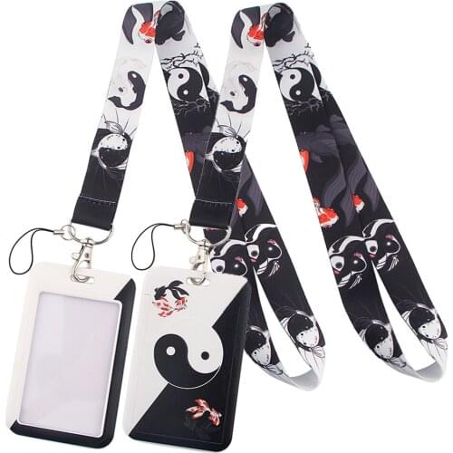 LT9 Yin and Yang Print Keychain Ribbon Lanyards for Keys ID Card Phone Straps Hanging Rope Lariat Students Badge Holder Gifts