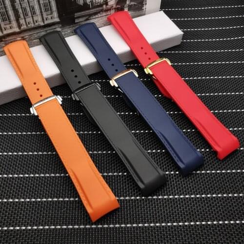20mm 22mm Waterproof Curved End Silicone Rubber Watch band For Omega strap Seamaster Ocean 232 Butterfly Buckle tools free