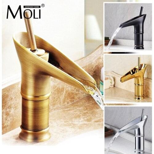 Antique Bronze Basin Sink Faucets Modern Open Spout Water Tap Bathroom Vessel Sink Faucet Antique Brass Wholesale Faucet MFCT005