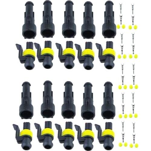 10 sets Kit 1P 1Pins Way AMP 1.5 Super seal Waterproof Electrical automotive Wire Connector Plug for car Motorcycle