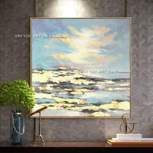 Sunrise Scenery Abstract Wall Poster Decoration Handmade Picture Nordic Home Decor Abstract Canvas Art Painting for Living Room