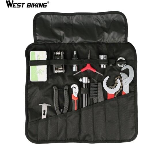 WEST BIKING MTB Bike Tools Kits Bag Hex Wrench Remover Cycling Pump Bracket Freewheel Crank Puller Multi Bicycle Repair Tool Set