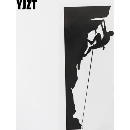 YJZT 7.6CMX18.3CM Rock Climber Mountain Climbing Vinyl Car Sticker Black/Silver 8A-0921