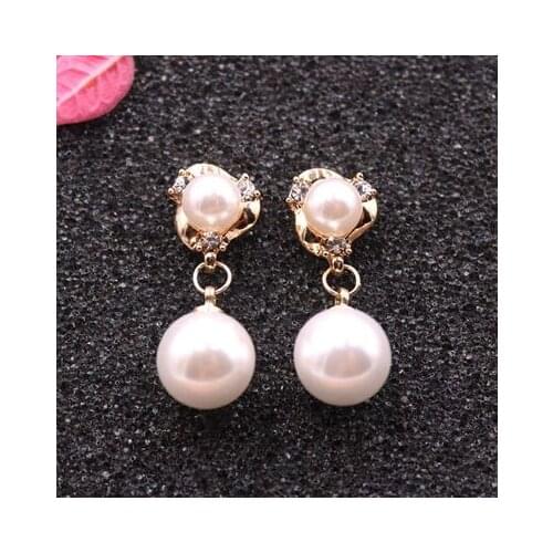 Mujer moda jewelry earring Factory price wholesal Women Earrings White Charming 6-10mm AAA Akoya whitepearl Earring