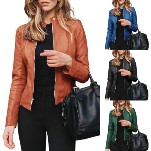Women New Fashion Autumn Winter Jacket Short Faux Leather Suit Coat Outwear Blazer Clothes