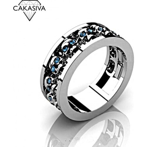 Skull Ring Womens Punk Vintage Thai Silver Black Gold Jewelry Womens Vintage Thai Silver Ring Festival Birthday Gift Jewellery