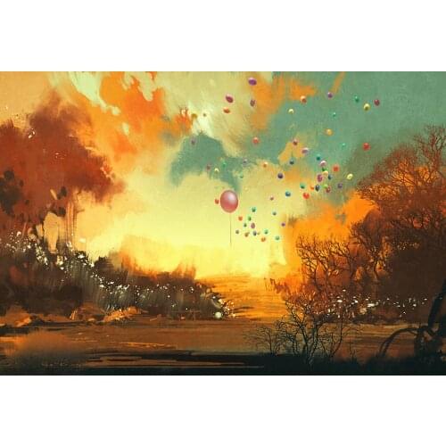 Painting scenic background backdrops polyester balloon kid photography backdrop for photographer studio props fotografia lv-2100