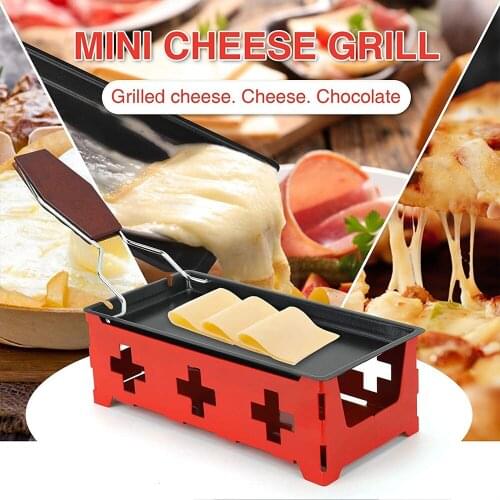 1Set Portable Non-Stick Metal Milk Cheese Raclette Oven Grill Plate Rotaster Baking Tray Stove Set Home Kitchen Baking Tool