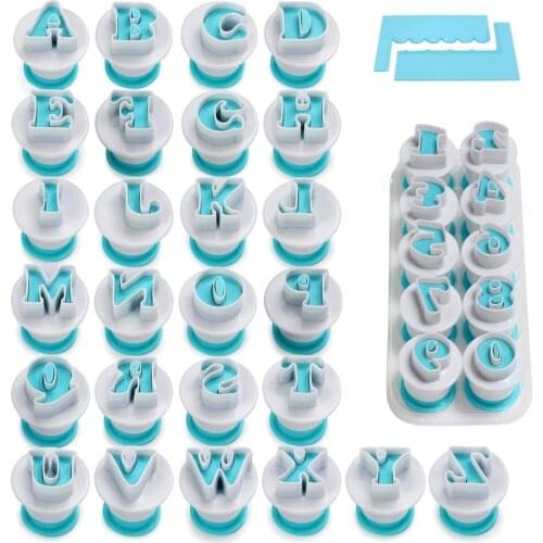 2.8x2.8x3.5cm Capital Letter DIY Cookie Stamp Fondant Cake Mold Alphanumeric DIY Cookies Serrated Scraper Alphabet Stamp