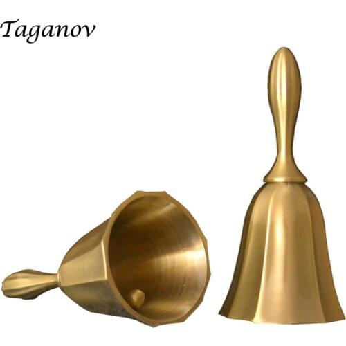 2 pcs / lot Brass School Reception Dinner Hotel Hand Bell Christmas gifts bronze calls bell bar counter dining hall table bell