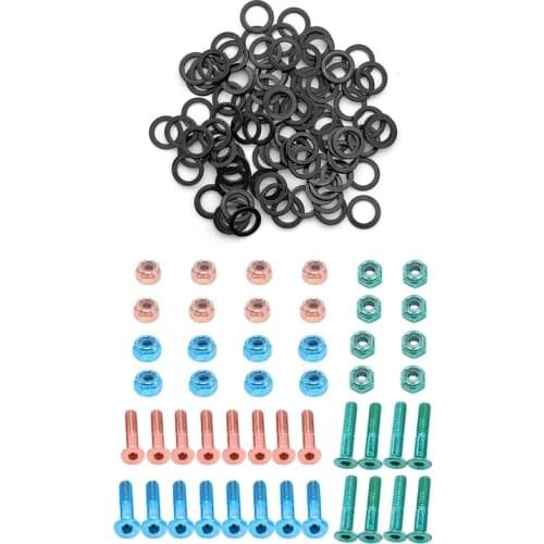 24Pc Skateboard Truck Hardware Longboard Screws Bolts 2.54 cm / 1Inch & 100 Pcs Standard Skateboard Bulk Bearing Spacers