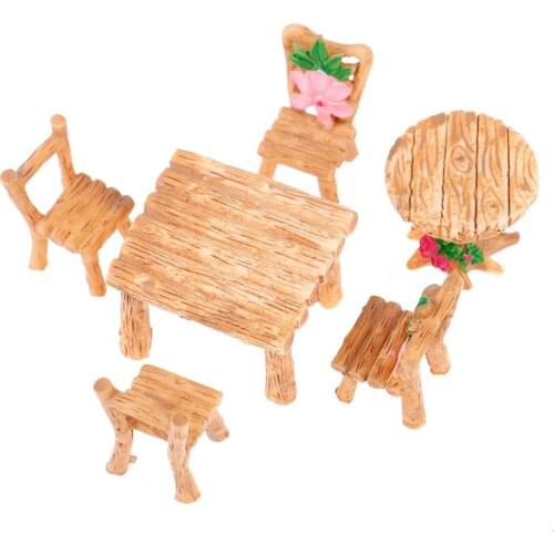 3Pcs/set dollhouse furniture Micro Landscape Ornaments Table Chair Resin Craft Garden Miniature Bonsai Decoration