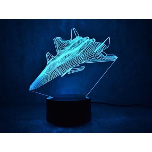Fighter 3D Night Light LED Children Bedroom Atmosphere Table Lamp Usb Air Plame Lamp Colorful Night Light baby Kids Gif