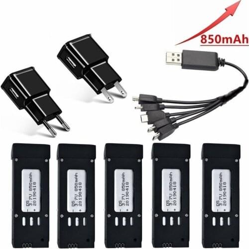 5-In-1 ) 850mAh 3.7V Battery Charger Sets for E58 JY019 S168 RC Quadcopter Spare Parts 3.7v RC Drone Lipo Battery 5pcs/sets