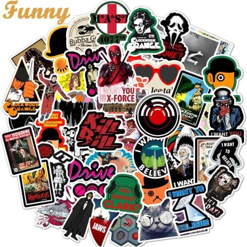 50pcs/Pack Classic Movie Stickers Drive Kill bill Waterproof Stickers For Wall Laptop Luggage Skateboard Phone Toys Stickers