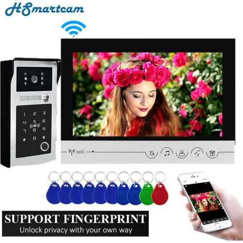 9 inch WIFI Video Intercom for Home Monitor entry system with Password/RFIC Fingerprint Unlock Doorbell Camera