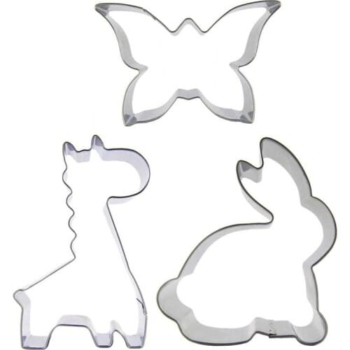 Butterflies, Giraffe, Big White Rabbit shape 3 piece biscuit cutting molds, baking tools, cake decorating soft candy tools