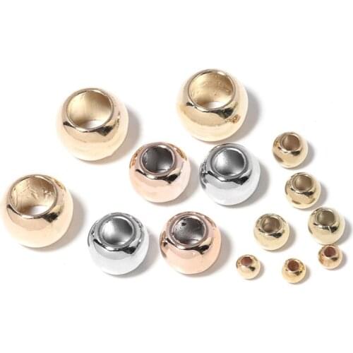 100Pcs/Lot Dia 4 6 8 10 12mm Gold Silver Color Big Hole Beads CCB Spacer Beads Loose Beads For DIY Jewelry Making Accessories