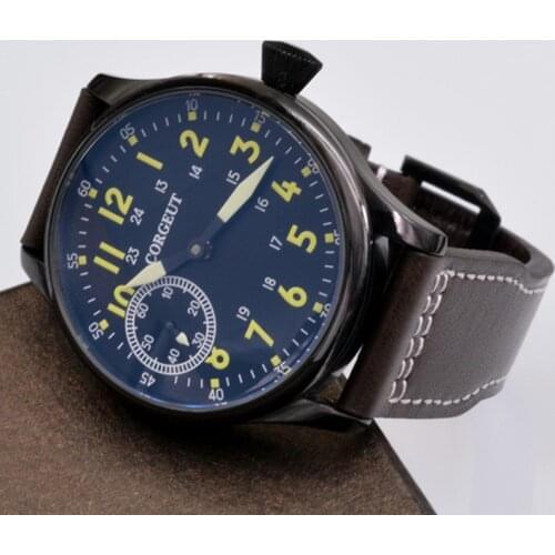 CORGEUT Brand 2021 New Mens Automatic Watch Leather Automatic Winding Sports Mens Clock Sapphire Aseptic Dial Mechanical Watch