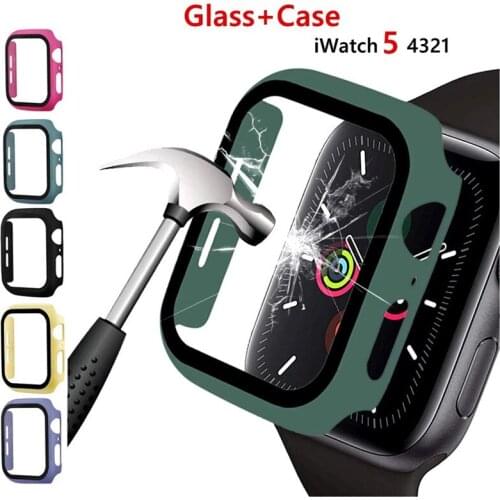 Watch Cover Case for Apple Watch 6/5/4 40MM/44MM PC Bumper with Glass Protector Film for iwatch Series 3/2 38 42MM accessories