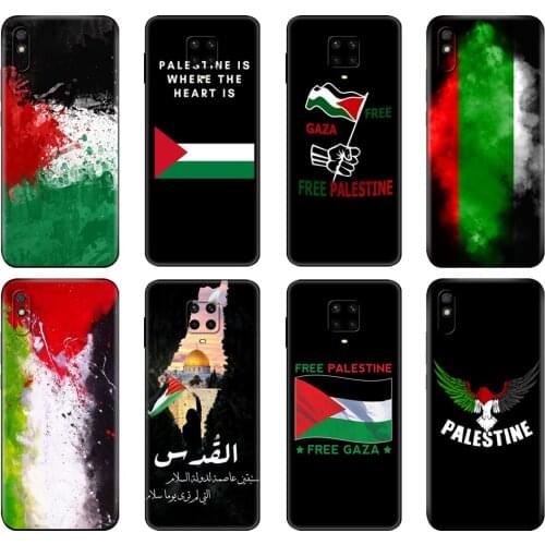 Black tpu Case For Xiaomi Redmi 7A 8 8A 9 9A 9C Case Redmi Note 8T 8 Pro T Note 9 9S 9 Pro Case Palestine Flag