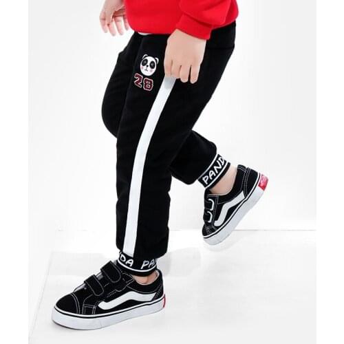 Spring and autumn new childrens clothing boys and girls cartoon sports knitted trousers baby Korean casual comfort pants