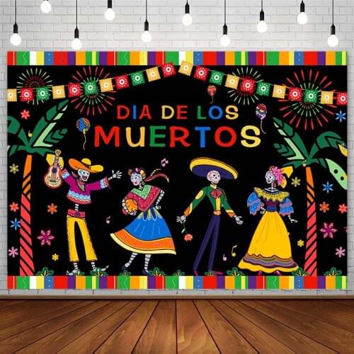 Avezano Photographic Background Mexico Day of the Dead Dia De Los Muertos Decoration Party Skull Backdrop Photo Studio Photocall