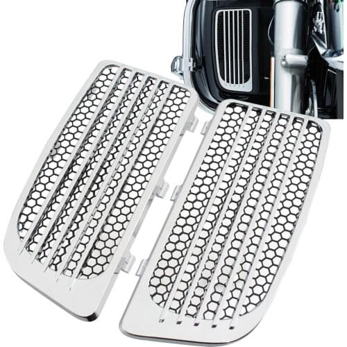 Motorcycle Chrome Radiator Grills Lower Fairing Twin Cooled For Harley Touring Electra Street Glide Road King 2014-2020