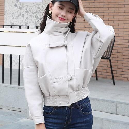 Leather jacket female spring autumn new women Korean loose fashion student jacket