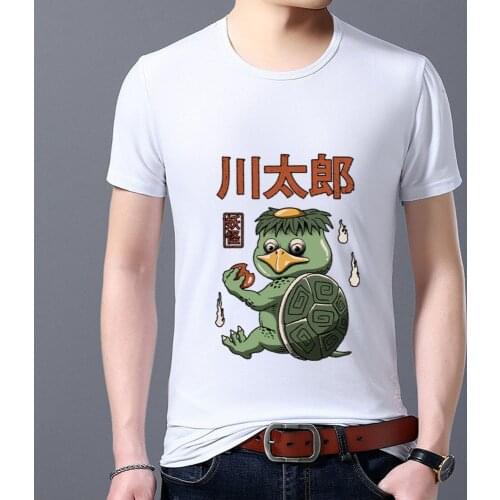 Summer Mens T-shirt Large Size for S-5XL White Print Male Tee Shirt Cute Funny Monster Pattern Short Sleeve Tops Man Clothing