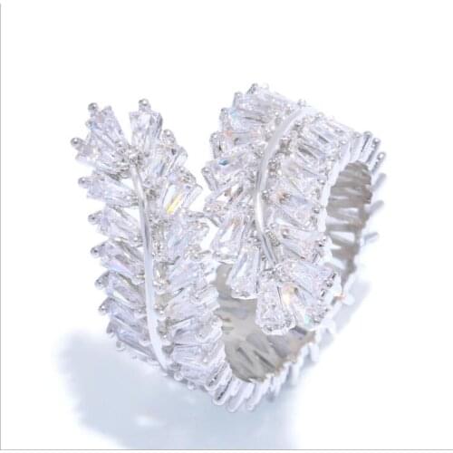 Jankelly Trendy Womens Jewelry Hand Made Cubic zirconia cuff adjust wedding ring for women bijourx