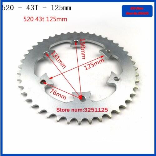 Motorcycle Scooter Drive Gear 520 Big Sprocket 43T Teeth 125mm Rear Chain Sprocket Gear for Monkey Motorcycle Bike
