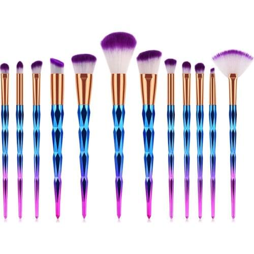 12Pcs Diamond Makeup Brushes Set Powder Foundation Blush Blending Eye shadow Lip Cosmetic Beauty Make Up Brush Pincel Maquiagem