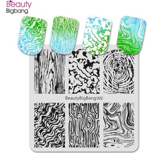 Beautybigbang Stamping Plates Set Tree Rings Flower Image 6CM Square Vintage Stainless Steel Nail Art Stamping Template 001-034