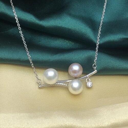 New Charm S925 Sterling Silver Necklace Findings Jewelry Base Settings Mountings Parts for Akoya Edison Pearls, Coral, Jade