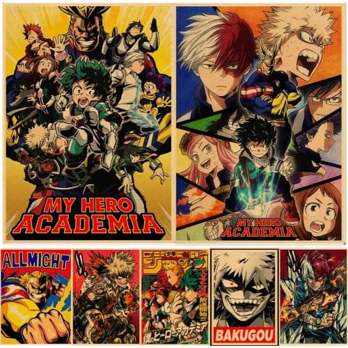 Japanese Anime My Hero Academia Posters Kawaii Cartoon Shoto Todoroki Kraft Paper Prints Wall Stickers Home Decoration Painting