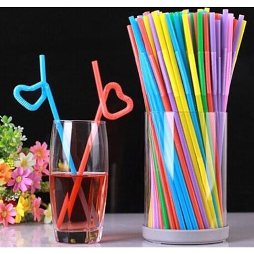 500Pcs Plastic Color Modeling Straws Bending Lengthening Disposable Straws Safety Decorative Drinking Straws Party Supplies