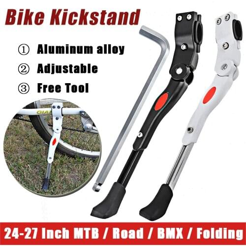 MTB Road Bike Kickstand Adjustable Side Bracket Foot Rear Kick Stand Parking Rack Support For Mountain BMX Folding Bicycle Parts
