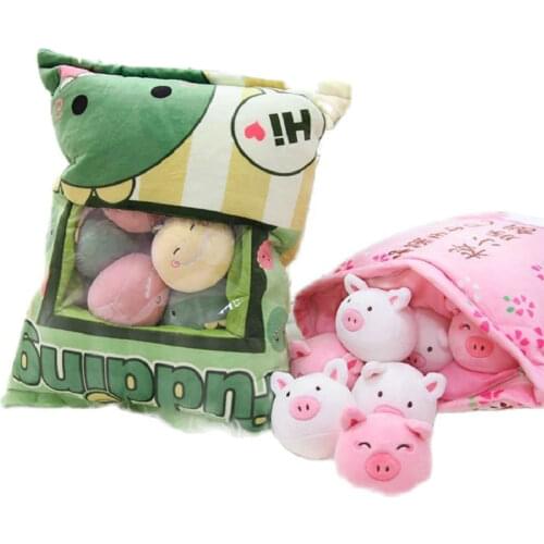 A Bag Of Dinosaurs Unicorns 8pcs Plush Japanese Anime green dinosaur Soft Pillow creative pig pig Cartoon Doll for Kid children