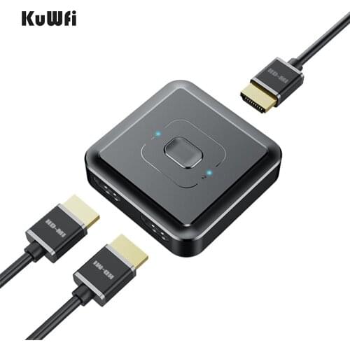 4K Two-Way HD-MI Splitter 1x2/2x1 HD-MI Bidirectional Switcher for Laptop PS4/Xbox Projector/ Sharing Monitor Plug and Play