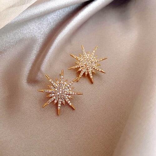 2020 New Full Rhinestone Crystal Sunflower Star Stud Earrings For Women Girls Fashion Jewelry Party Pendientes Brincos