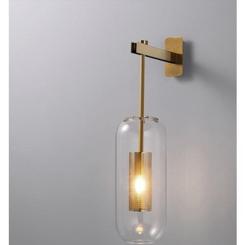 Modern Glass Wall Sconce Light Retro Industrial Led Wall Lamp Gold Luxury Wall Lights Living Room Bedroom Bedside Light Fixture