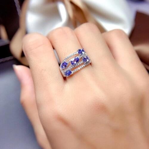 Super beautiful style, natural tanzanite ring, ladies ring, multi-grain, natural stone in the mining area, 925 silver