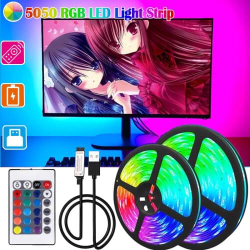 LED Strip Light USB 2835SMD DC5V Flexible LED Lamp Tape Ribbon RGB 1M 2M 3M 4M 5M TV Desktop Screen BackLight Diode Wall Bedroom
