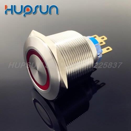 2pc waterproof 5v 12v 220v 25mm stainless steel white red led latching push button switch starter car locking push switch button